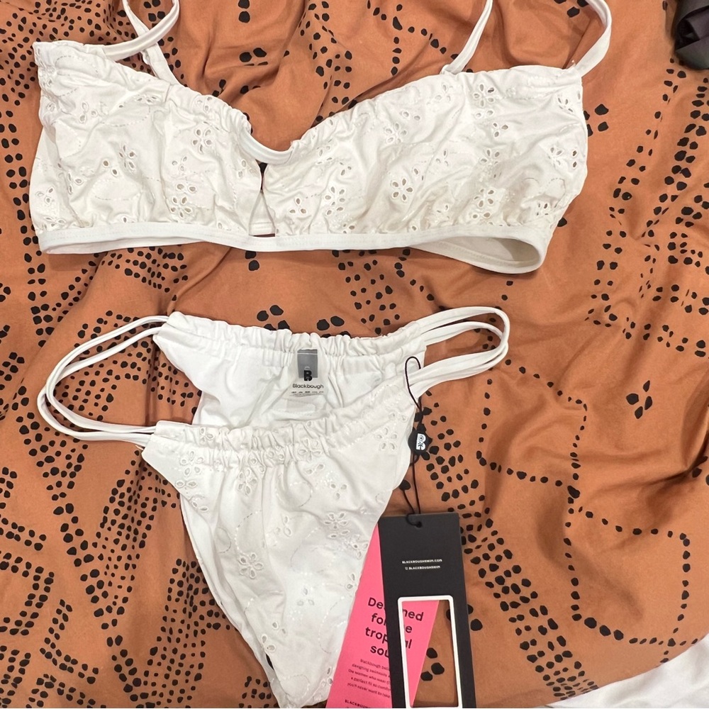 White Eyelet Paige Bikini Set Top M (GUC) bottom S (NWT)